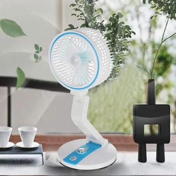 New Rechargeable Folding Table Fan,USB Rechargeable Desk Fan with LED Light,Portable Folding Fan for Home, Office & Travel | 3 Speed Desk Fan with Night Light