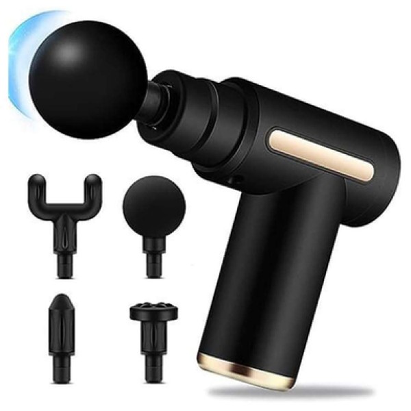 Portable Mini Massager Deep Tissue Therapy  Rechargeable Mini Gun Massager , Rechargeable Mini Massage Gun for Muscle Pain Relief , 4 Heads Electric Massager for Back, Neck, Shoulder & Leg Pain | USB Rechargeable Mini Gun Massager