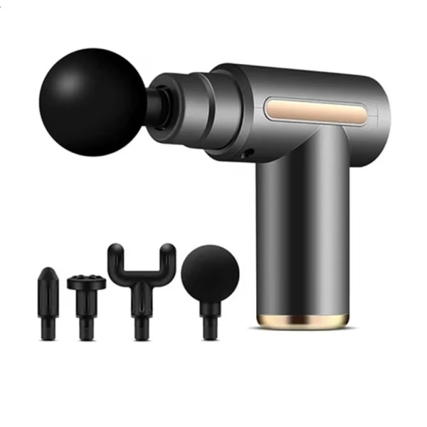 Portable Mini Massager Deep Tissue Therapy  Rechargeable Mini Gun Massager , Rechargeable Mini Massage Gun for Muscle Pain Relief , 4 Heads Electric Massager for Back, Neck, Shoulder & Leg Pain | USB Rechargeable Mini Gun Massager