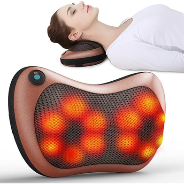 Shiatsu Deep Kneading Massage Pillow with Heat, Heated Neck Massager for Pain Relief,3D Rotation Massage Pillow for Neck, Shoulder, Back, Leg & Foot,Car & Home Electric Massager