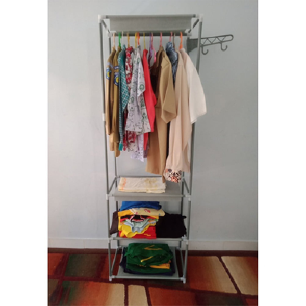 Portable Garment Rack,Foldable Wardrobe Closet with Shelves, Portable Clothes Rack with Storage Shelves & Hanging Rod ,Easy Assemble Wardrobe for Home & Dorm