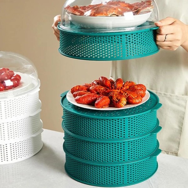 5 Layer Food Safety Cover A Dust-Proof and Fly-Proof Cover,5 Layer Food Safety Cover,Dust-Proof & Fly-Proof Food Cover Set ,Stackable Food Cover with Transparent Dome Lid,5-Tier Kitchen Food Storage Cove