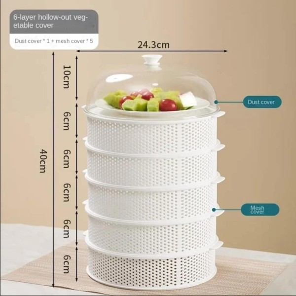 5 Layer Food Safety Cover A Dust-Proof and Fly-Proof Cover,5 Layer Food Safety Cover,Dust-Proof & Fly-Proof Food Cover Set ,Stackable Food Cover with Transparent Dome Lid,5-Tier Kitchen Food Storage Cove