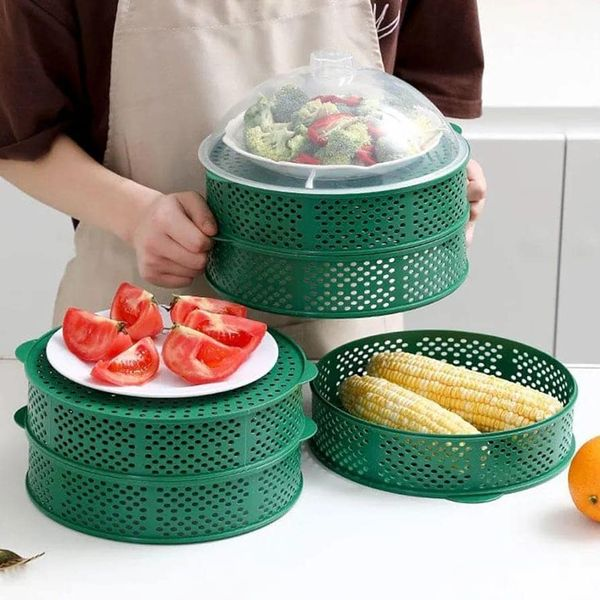 5 Layer Food Safety Cover A Dust-Proof and Fly-Proof Cover,5 Layer Food Safety Cover,Dust-Proof & Fly-Proof Food Cover Set ,Stackable Food Cover with Transparent Dome Lid,5-Tier Kitchen Food Storage Cove