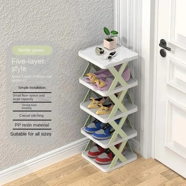 5-Layer Shoe Rack , The Perfect Shelf for Entryway, Bedroom & Bathroom,5-Tier Stackable Shoe Organizer ,X-Design Shoe Rack for Home, Space Saving Shoe Storage Shelf