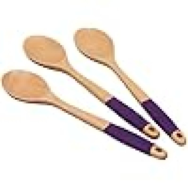 Durable Wooden Spoon For Cooking  And Stirring Multicolor 1 Pcs, Natural Wood Cooking Spoon with Colorful Handle , Non-Stick Safe Wooden Spoon for Cooking, Stirring & Serving,Heat Resistant Kitchen Spoon