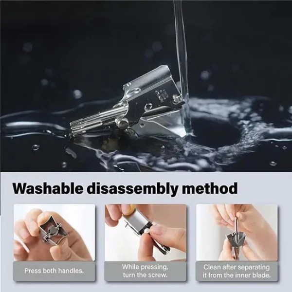 Manual Nose and Ear Hair Trimmer, Stainless Steel Nose Hair Clipper, Manual Nose Hair Trimmer with Rotating Blade,Reusable Stainless Steel Nose & Ear Hair Remover