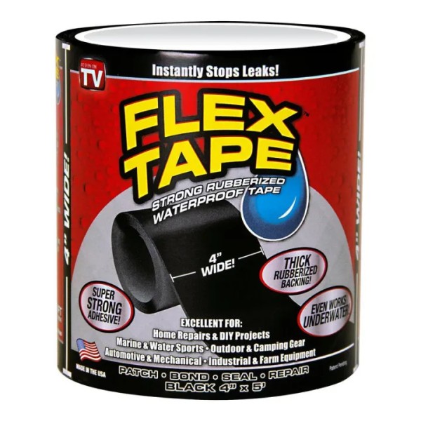 The Original Flex Tape, Strong Rubberized Waterproof Tape , Flex Tape for Leak Repair, Pipe, Roof & Tank,Instant Stop Leak Tape That Works Underwater,4" Wide Super Strong Adhesive Tape