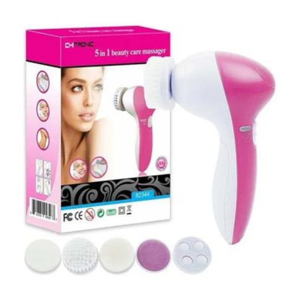 5-in-1 Beauty Massager with Derma Roller , Electric Facial Cleansing Brush with Derma Roller , 5-in-1 Face Massager with Pumice Stone, Derma Roller & Cleansing Brushes, Electric Beauty Massager for Face & Body