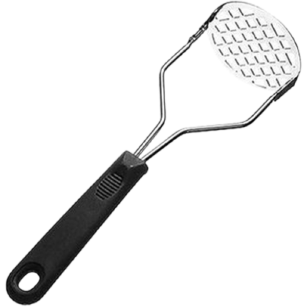 Stainless Steel Potato Masher  With Plastic Handle ,Heavy Duty Potato Masher with Ergonomic Black Handle, Stainless Steel Masher for Potato, Vegetables & Fruits, Durable Kitchen Masher with Non-Slip Grip
